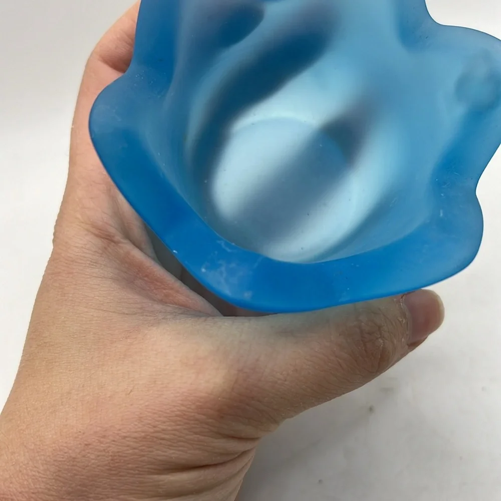 Vtg Iittala Tulip Frosted Glass Votive Tealight Candle Holder Collectible Blue - Picture 9 of 11